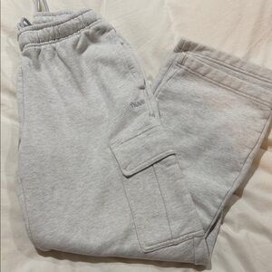 TNA Aritzia Grey Cozy Fleece Cargo Sweatpants S